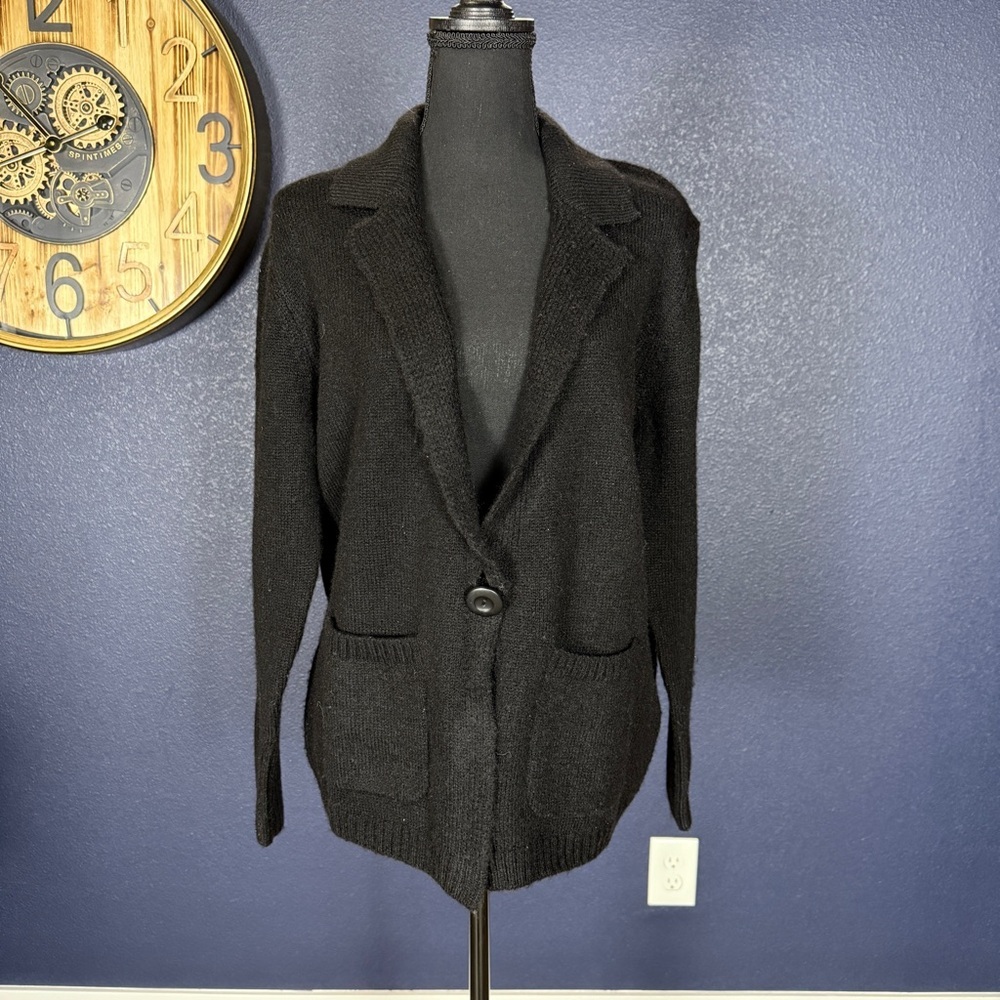 Max Studio NWT Black Knit Blazer-Style Cardigan Sweater | Size Medium